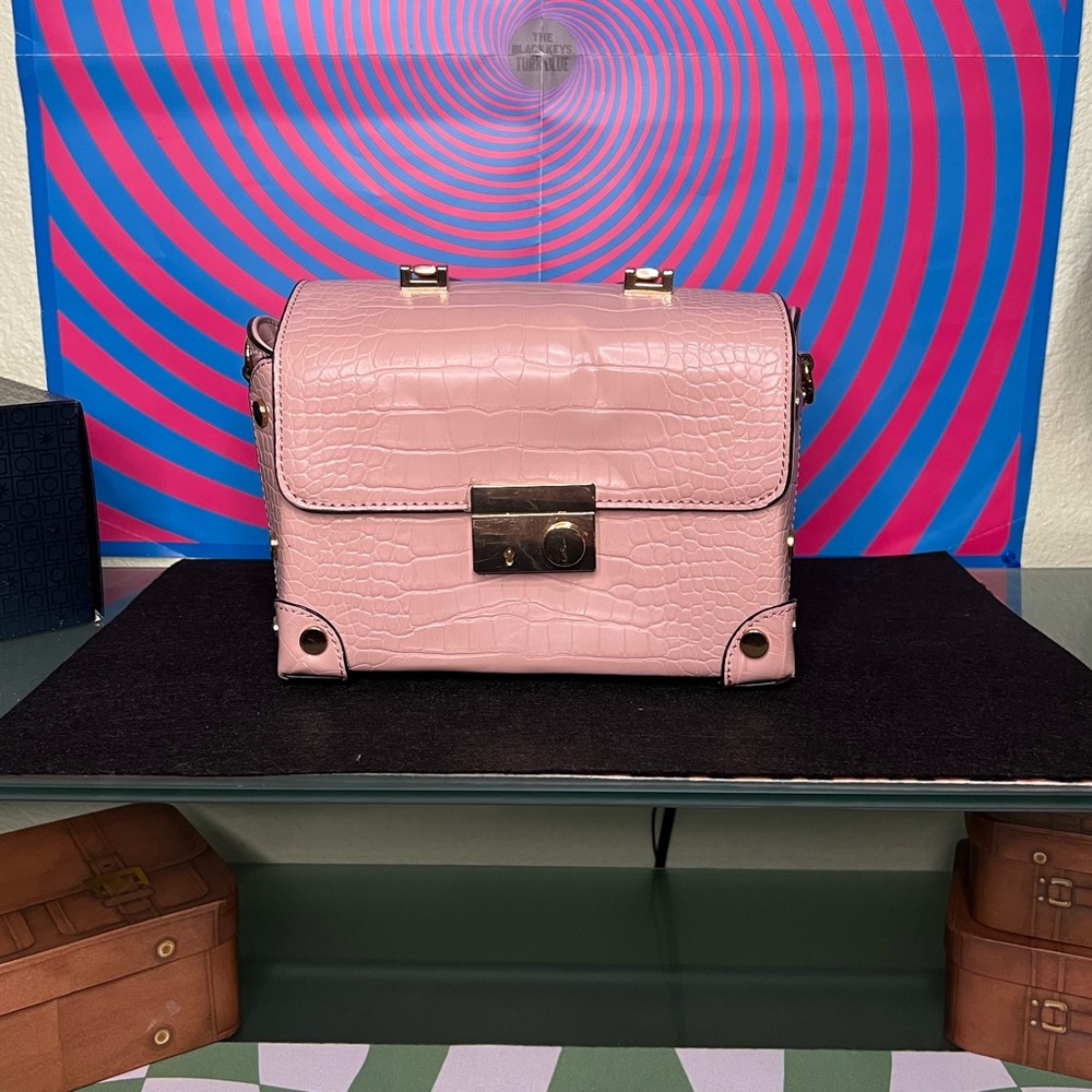 Blush Crocodile Print Handbag